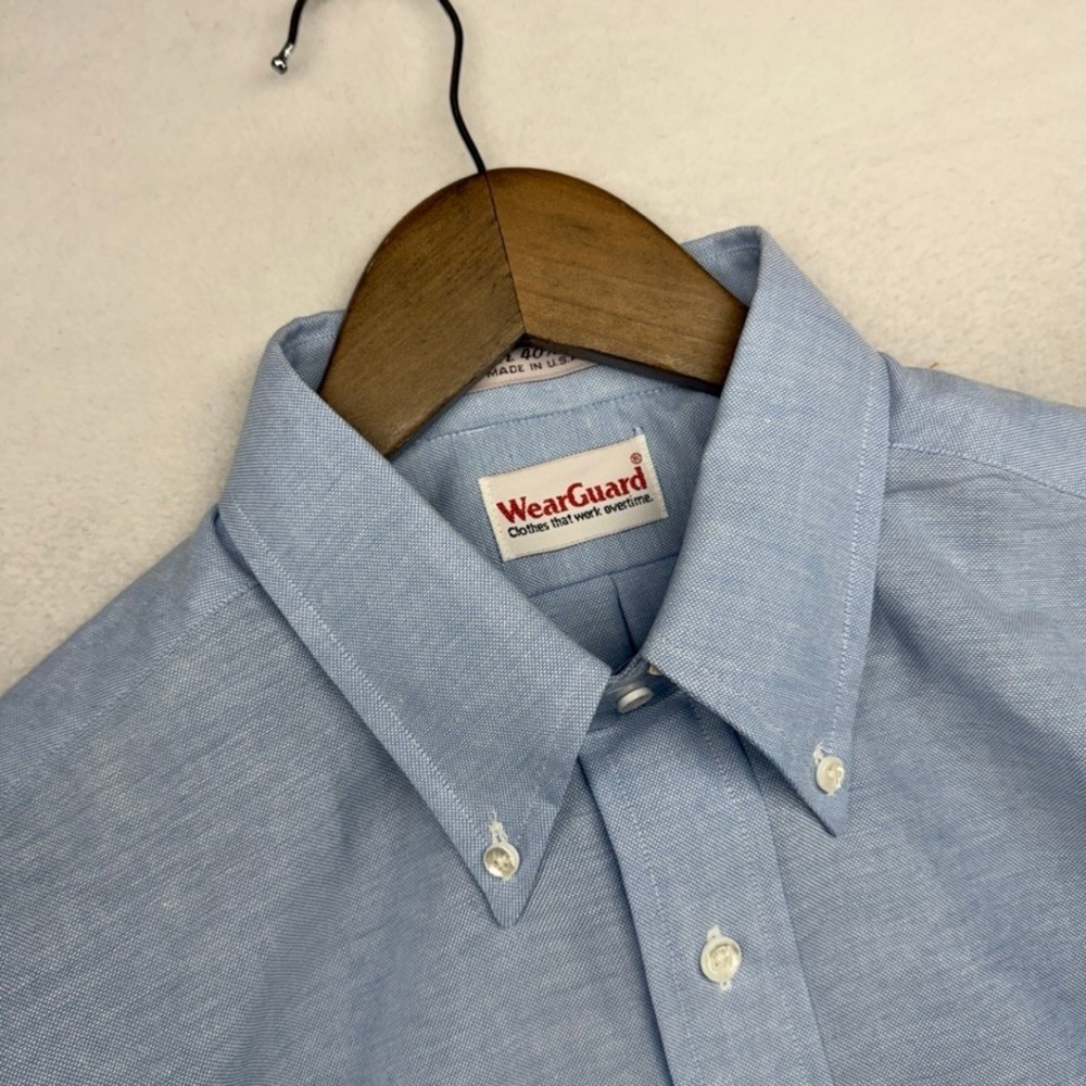 Vintage Wear Guard Oxford Shirt Men's Large 16 33 OCBD Blue USA Made 90s NEW